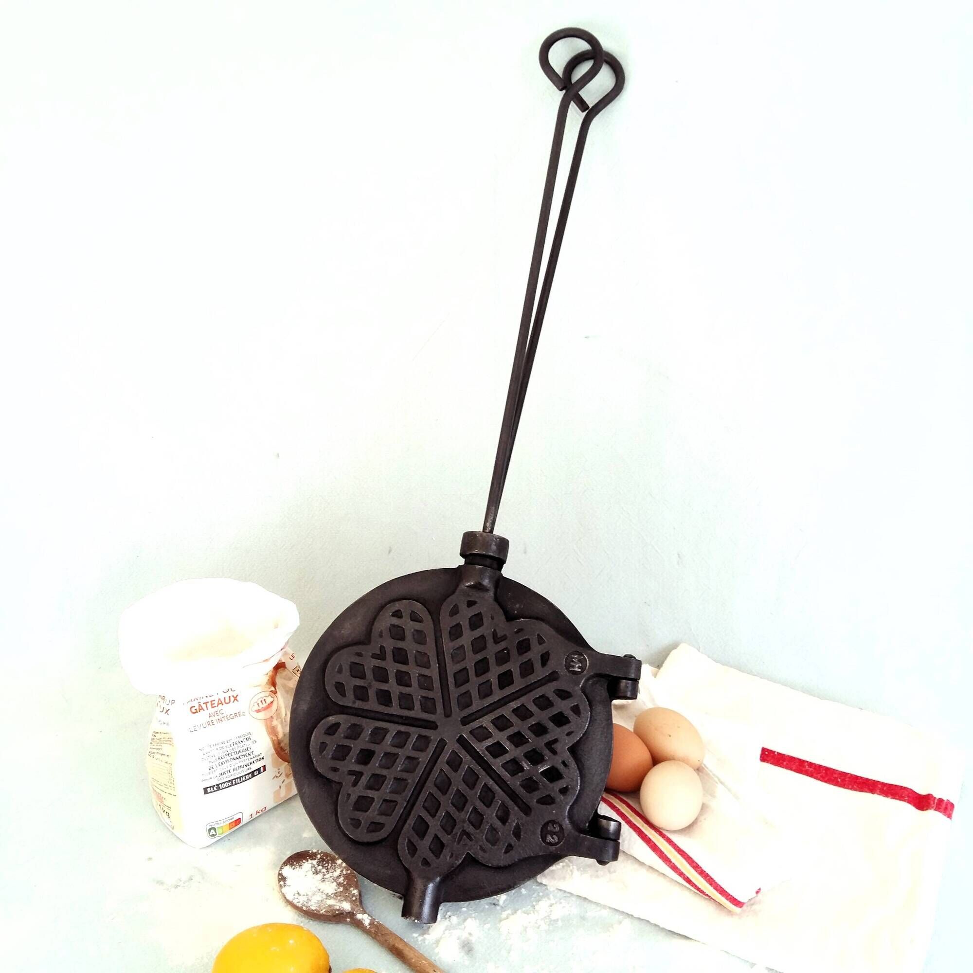 Antique Waffle Maker. French Cast Iron Waffle Pan.