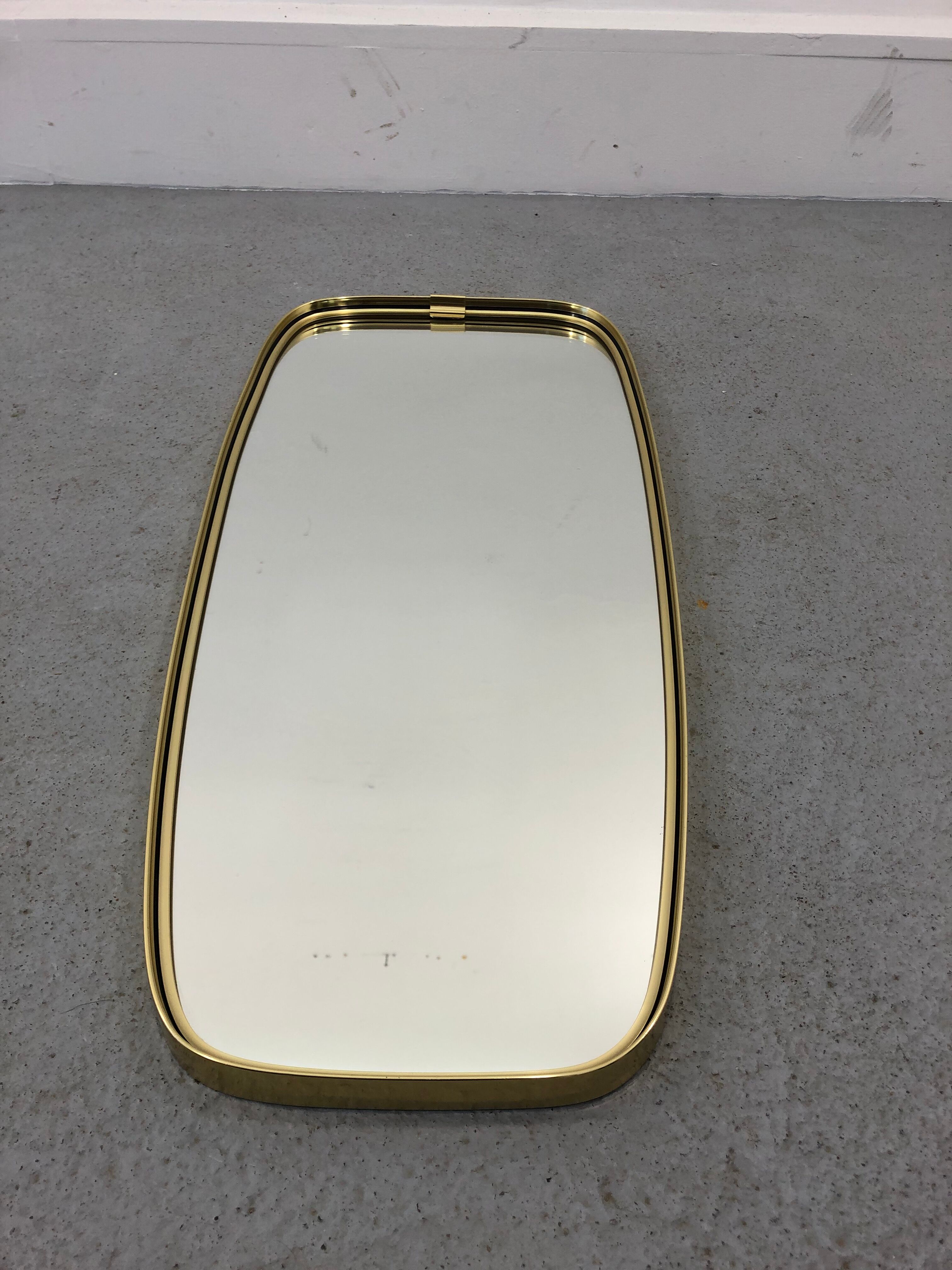 Mid-century modern german rockabilly golden wall mirror, 1970s