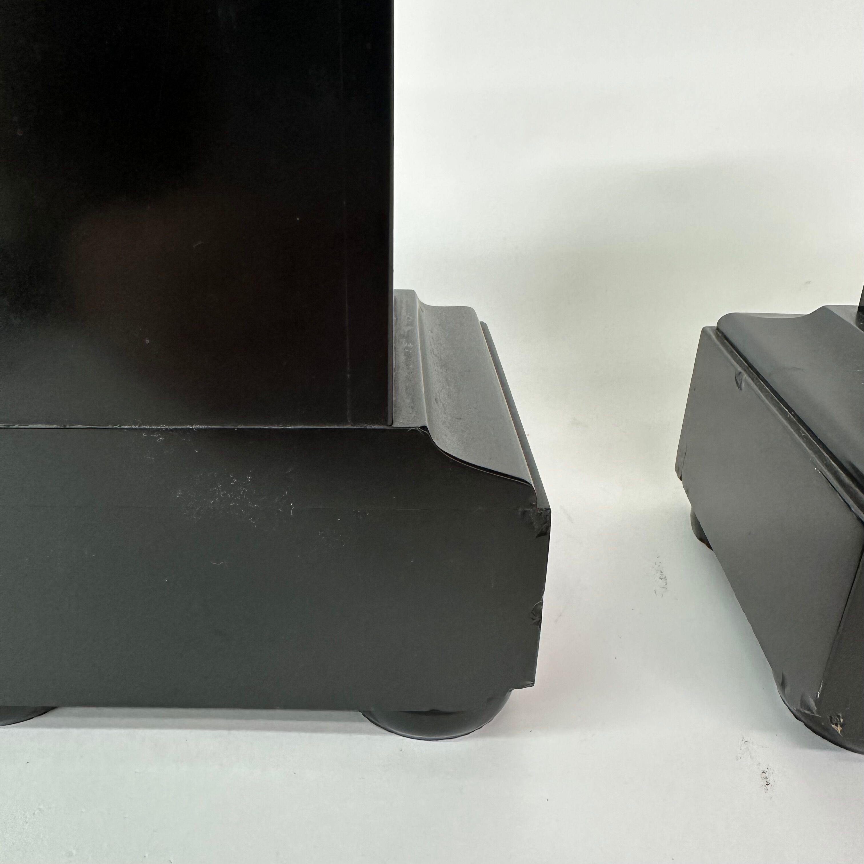 Set of 2 antique black marble candle stands, 1930's Art deco