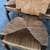 Dining chairs with rush made of oak wood, France 1950s, Set of 6