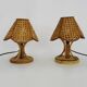 Pair of bamboo rattan caned lamps. Italy 1950s 1960s.