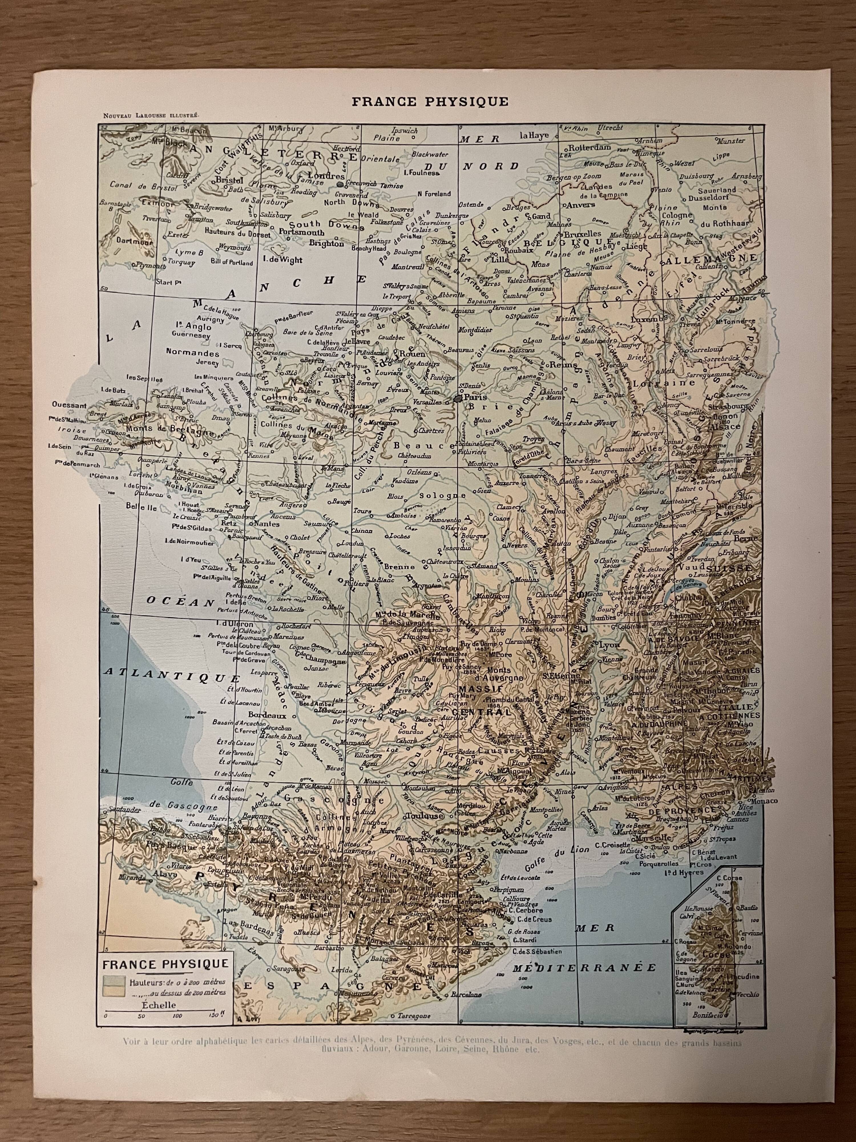 Old geological map of france from 1897