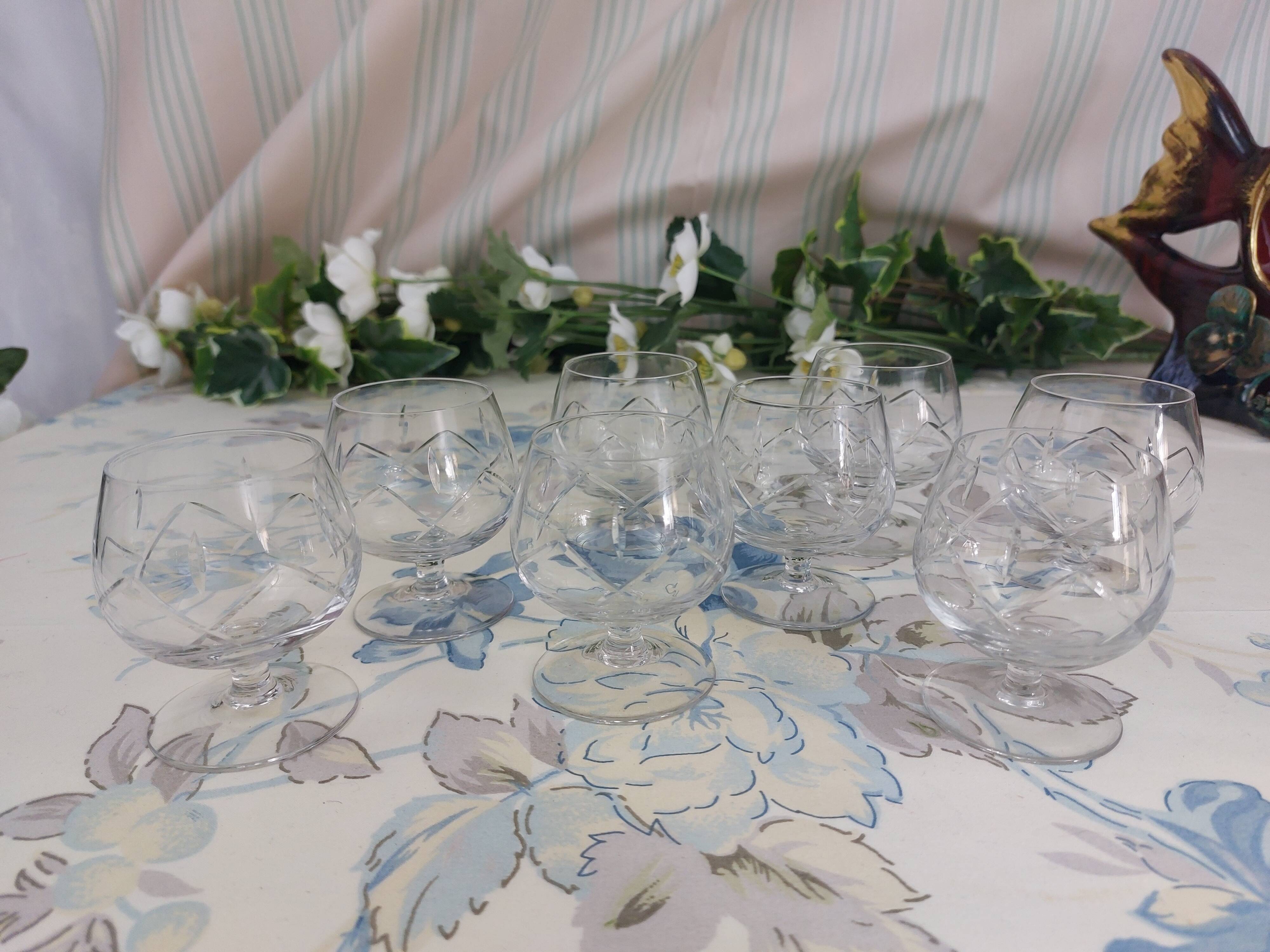 Vintage 8 glasses set with cognac