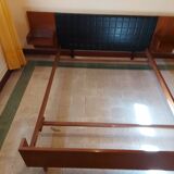 Scandinavian bed in rosewood with built-in bedside