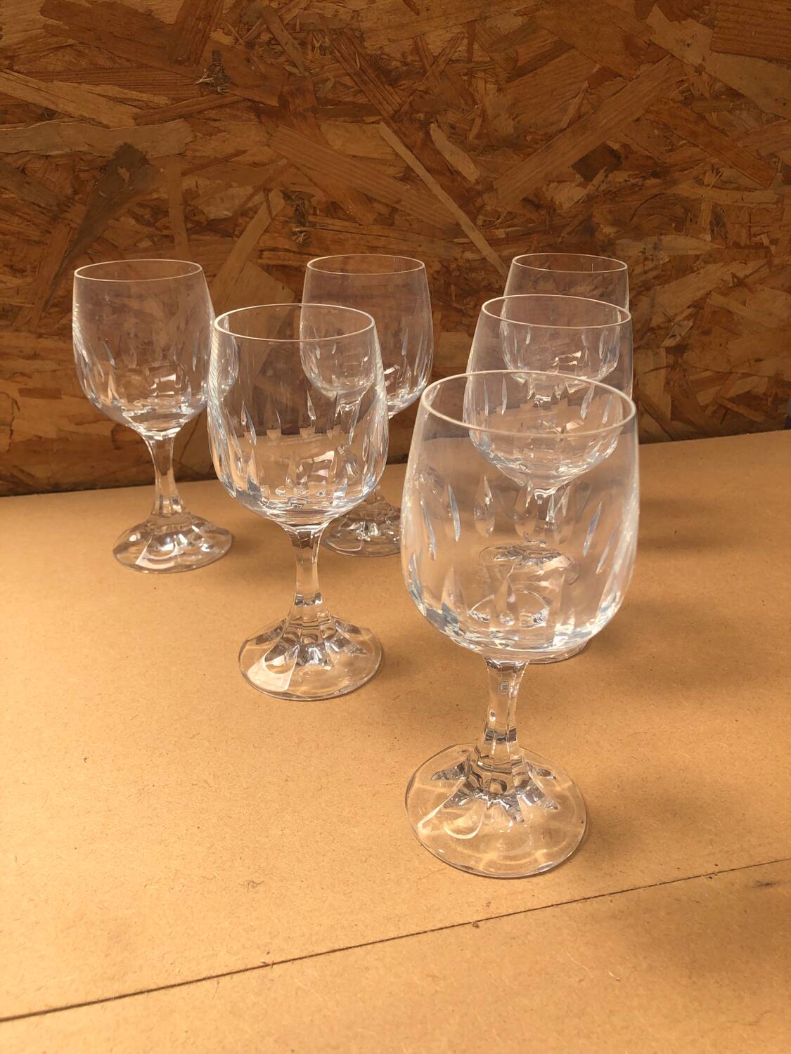 Set of 6 Cristal D'Arques Longchamp Vin France Vintage Stemmed Glasses