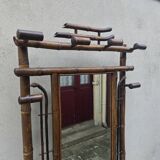 Vestiaire en bambou teinté avec miroir et porte-parapluies – 1920
