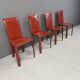 Red leather dining chairs by De Couro Brazil, 1980s - set of 4