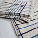 Vintage Table Set Damask Tablecloth and 8 Matching Embroidered Napkins, Blue and White Patterns