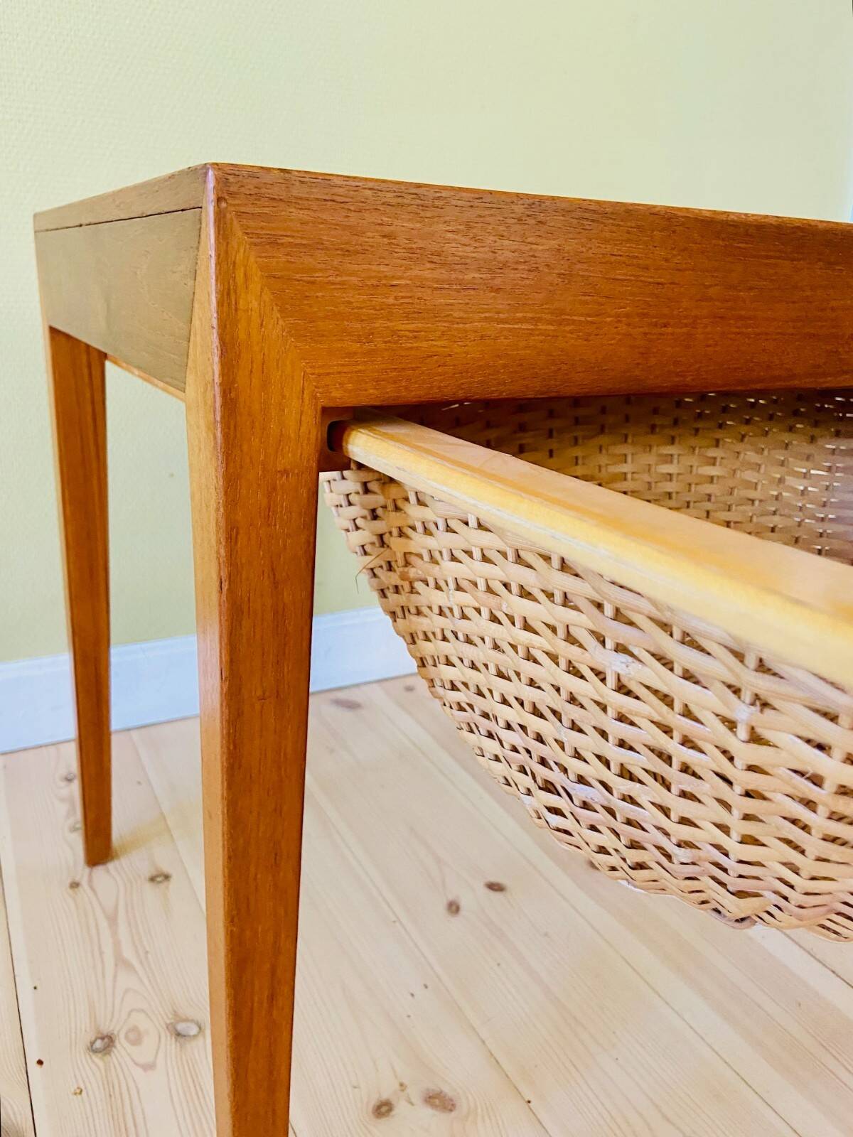 Vintage Danish teak sewing table by Severin Hansen for Haslev Furniture 1960