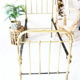 Vintage yellow gold brass divan, single bed from the 1960s, France / Czech Republic.