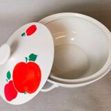 German Red Apple Print Porcelain Soup from Colditz GDR
