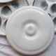 6 vintage Moulin des Loups earthenware oyster plates in shades of blue and grey