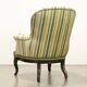 Antique upholstered and lacquered wooden armchair, Italy, late 19th century.