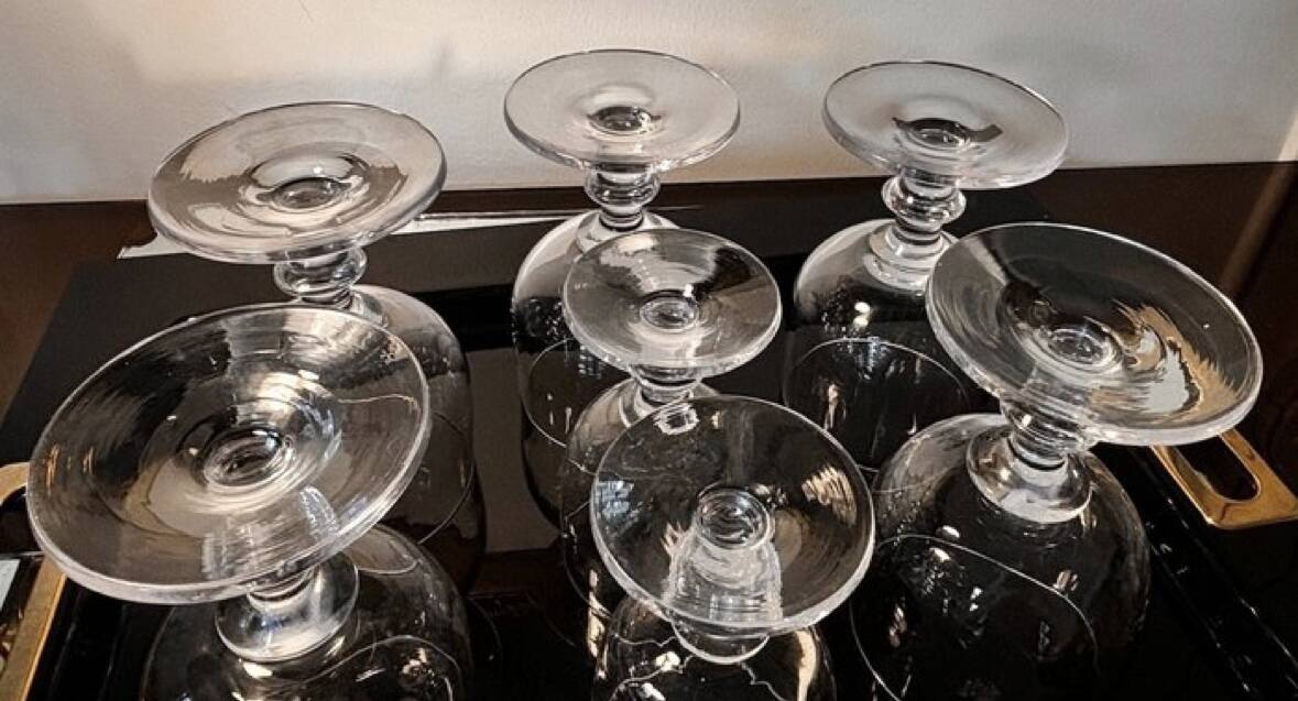 Large crystal beer or dessert glasses, 2 heights