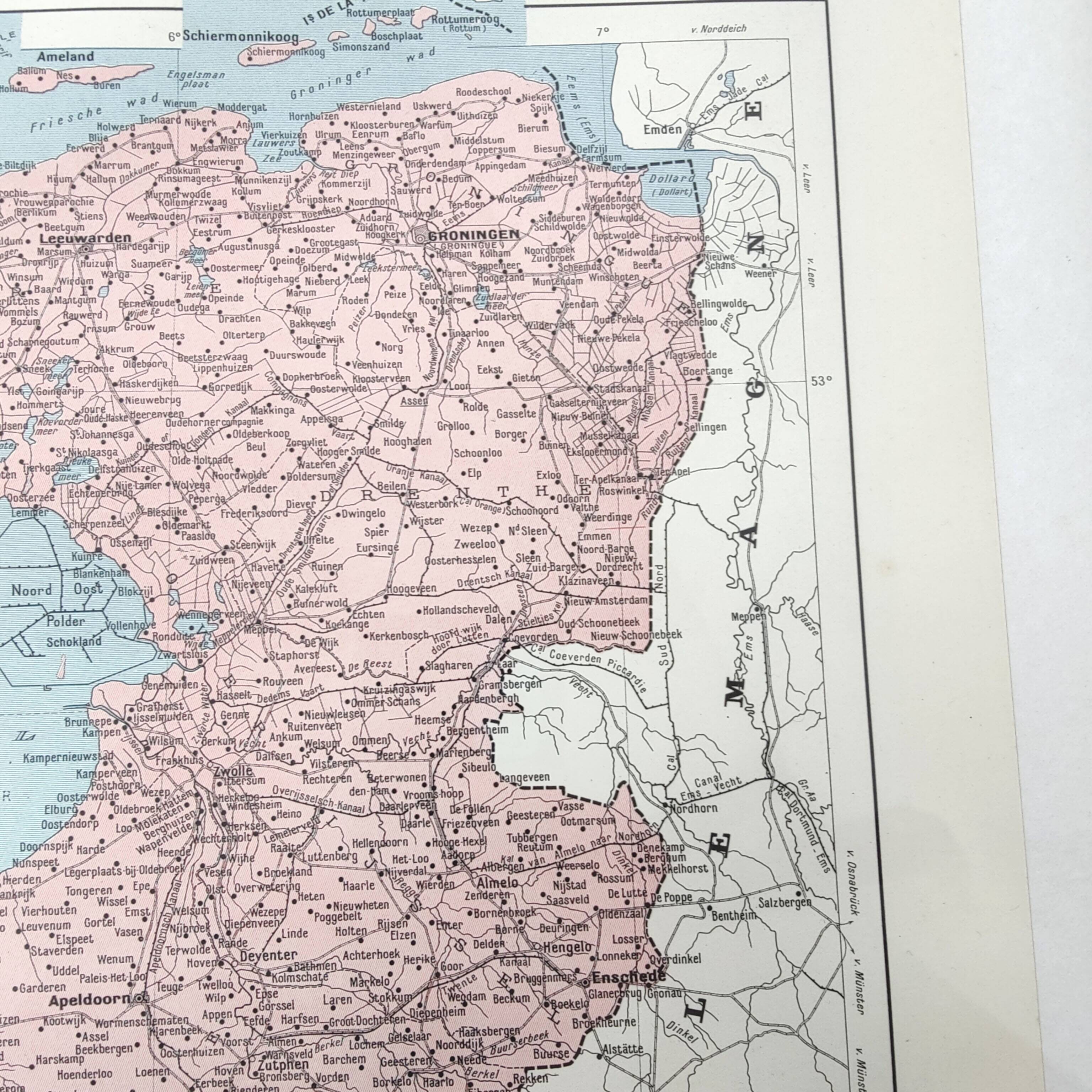 Map of the Netherlands Amsterdam Rotterdam 43x43cm from 1950