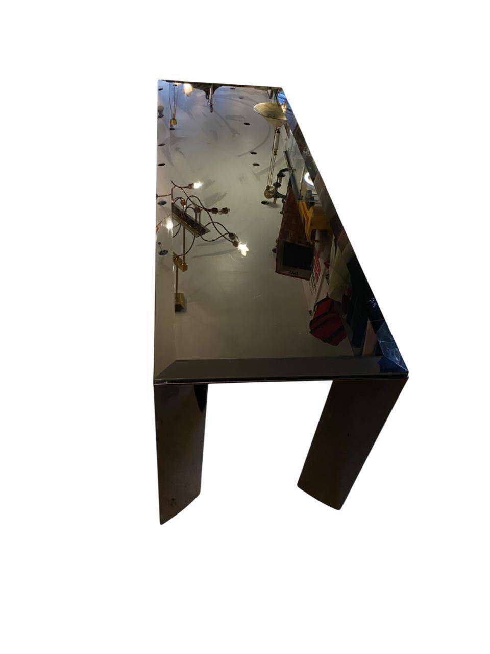 Mid Table / Console - Lacquered aluminium and black tinted glass - Italian design