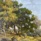 HST painting "Landscape of undergrowth" signed Léon PELLENC (1819-1894)