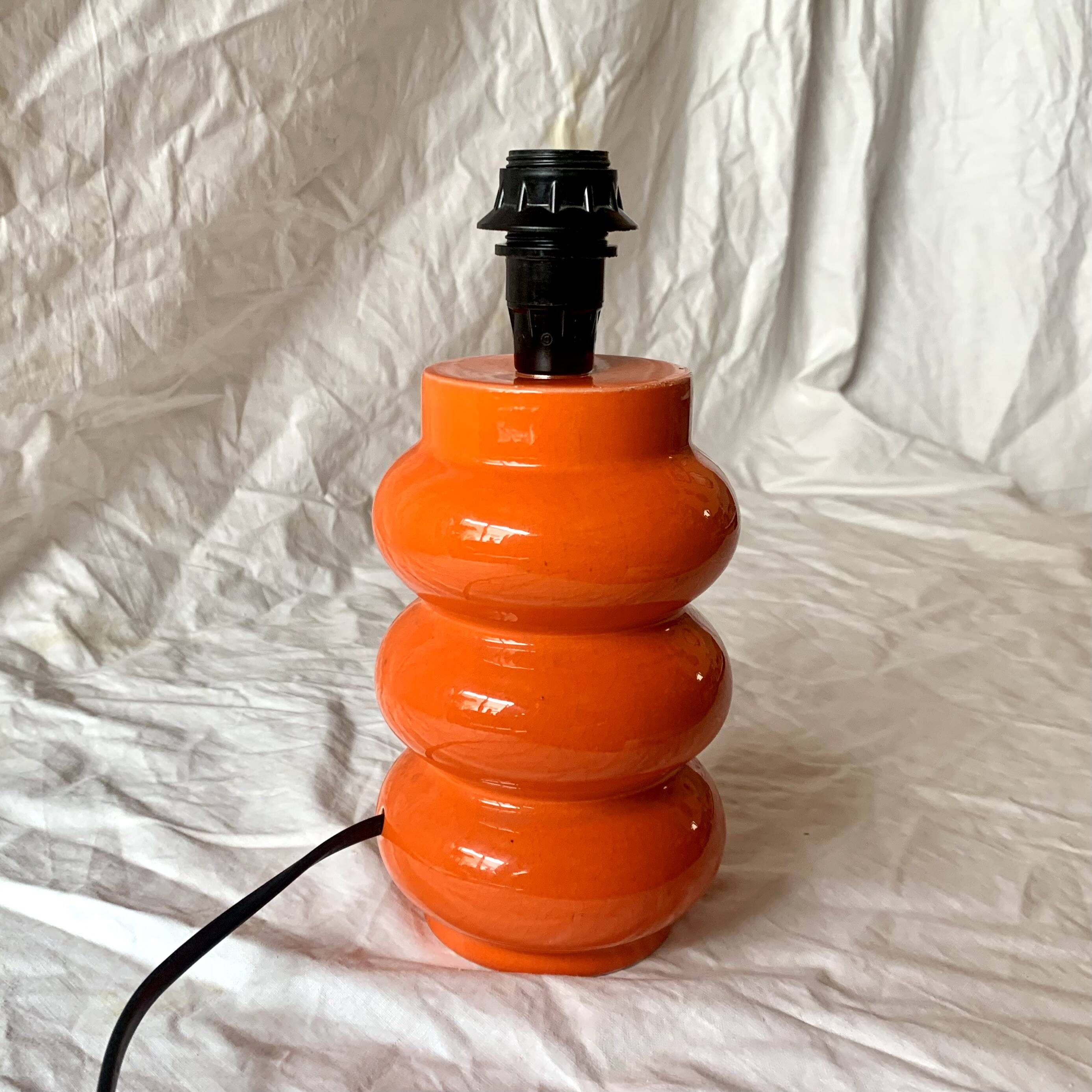 Orange glazed ceramic lamp base - 1970s
