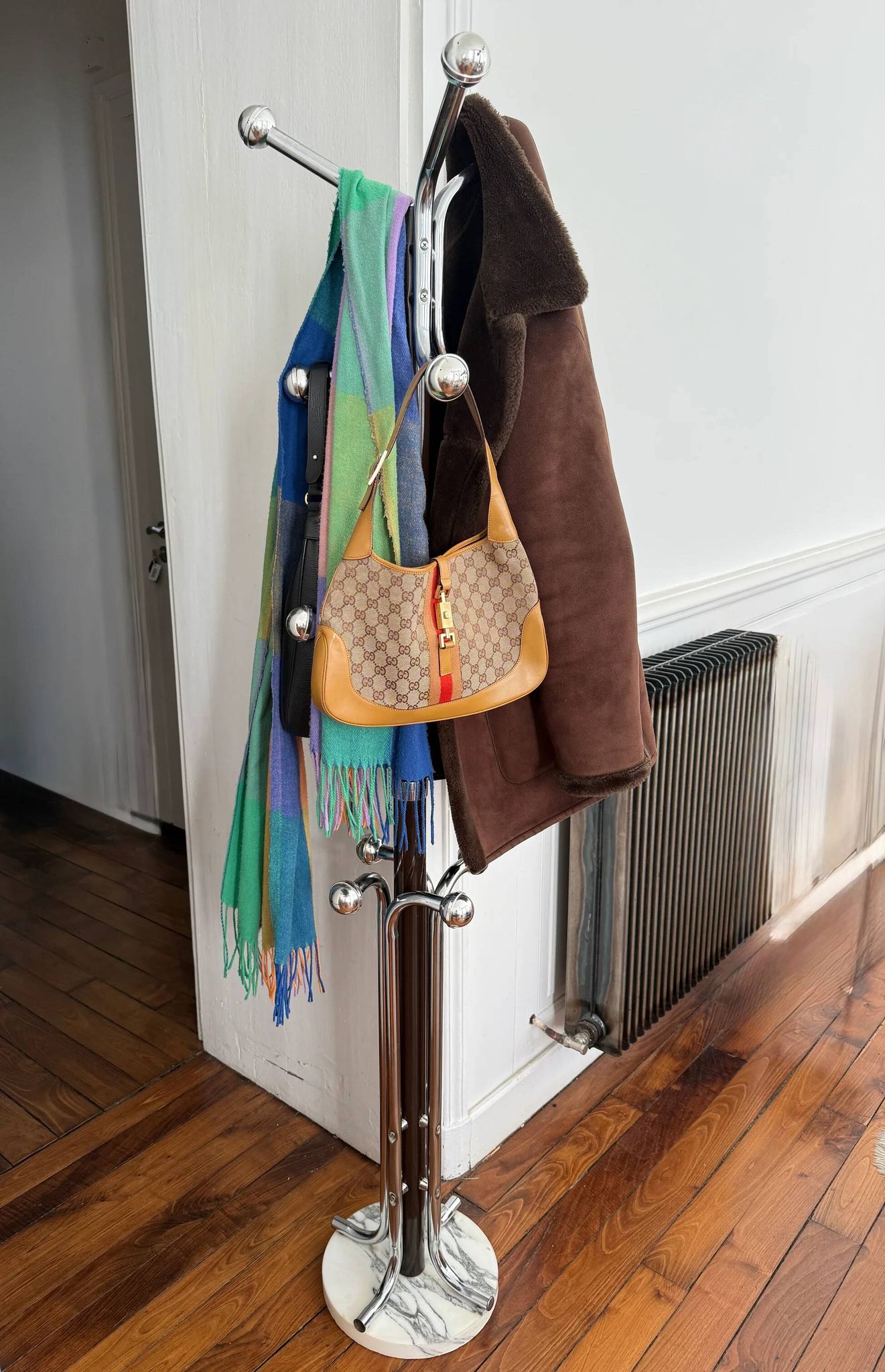 Metal coat rack with 12 hooks - 1970s