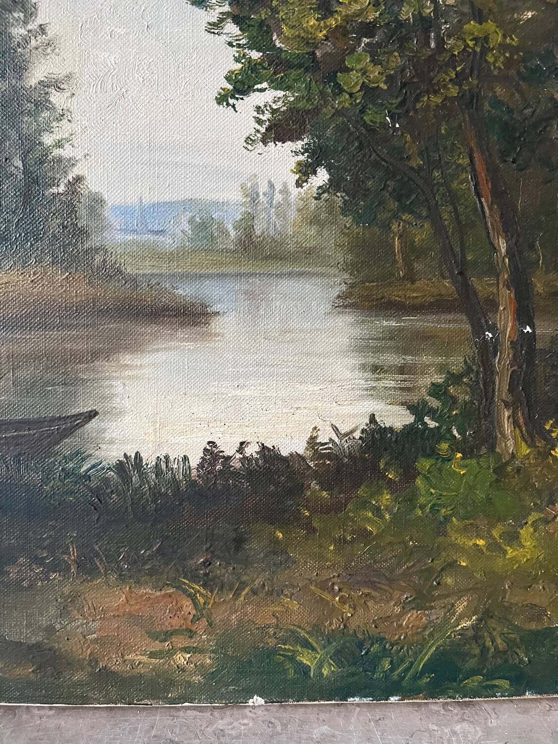 Afternoon on the lake, oil on canvas signed