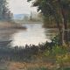 Afternoon on the lake, oil on canvas signed