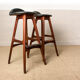 Pair of danish high stools in teak and black skaï model od61 by erik buch for oddense .