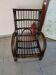 Fauteuil vintage en rotin marron foncé