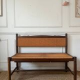 Provençal rustic wood and straw bench