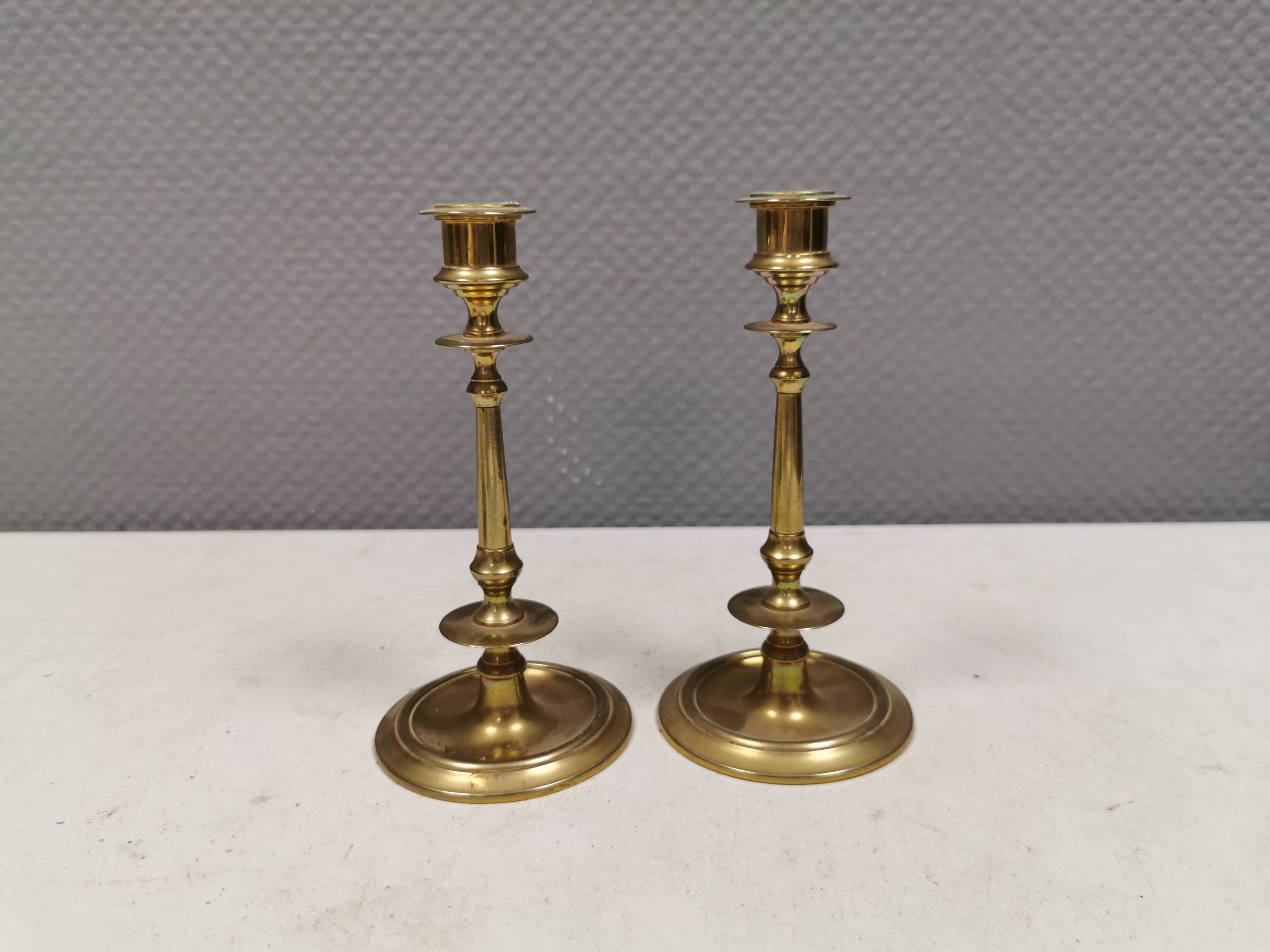 A set of slim vintage brass candlesticks, Denmark 1960-70s.