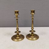 A set of slim vintage brass candlesticks, Denmark 1960-70s.