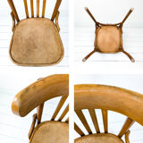 Chaise bistrot vintage en bois courbé avec dossier à barreaux