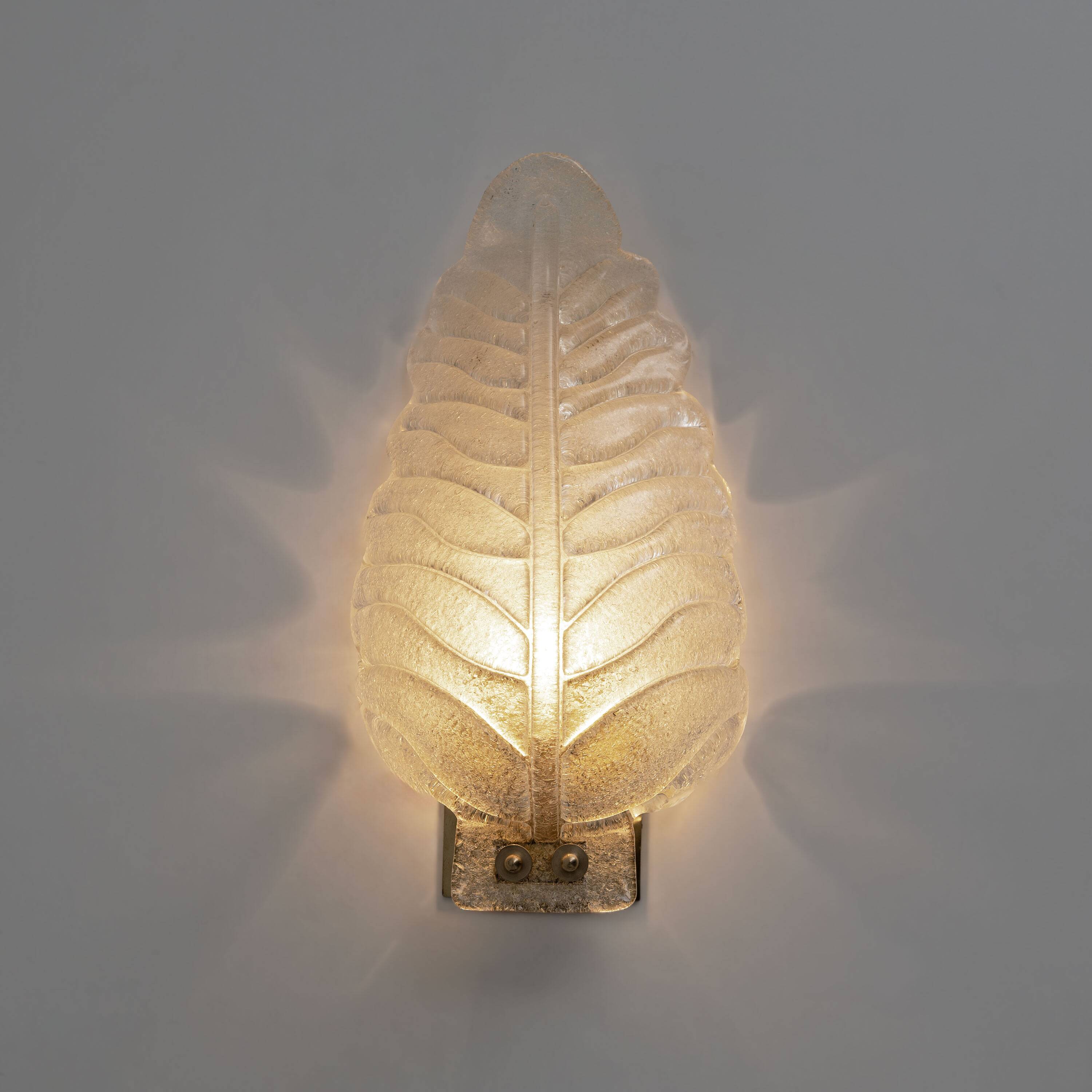 Pair of Barovier Style Mid-Century Modern Murano Glass Gold Leaf Sconces