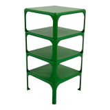 Set of 4 green stackable tables demetrio 45 by vico magistretti for artemide, 1960