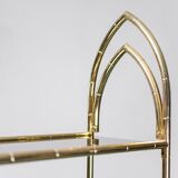 Showcase metal gilded smoked glass 70s vintage modern