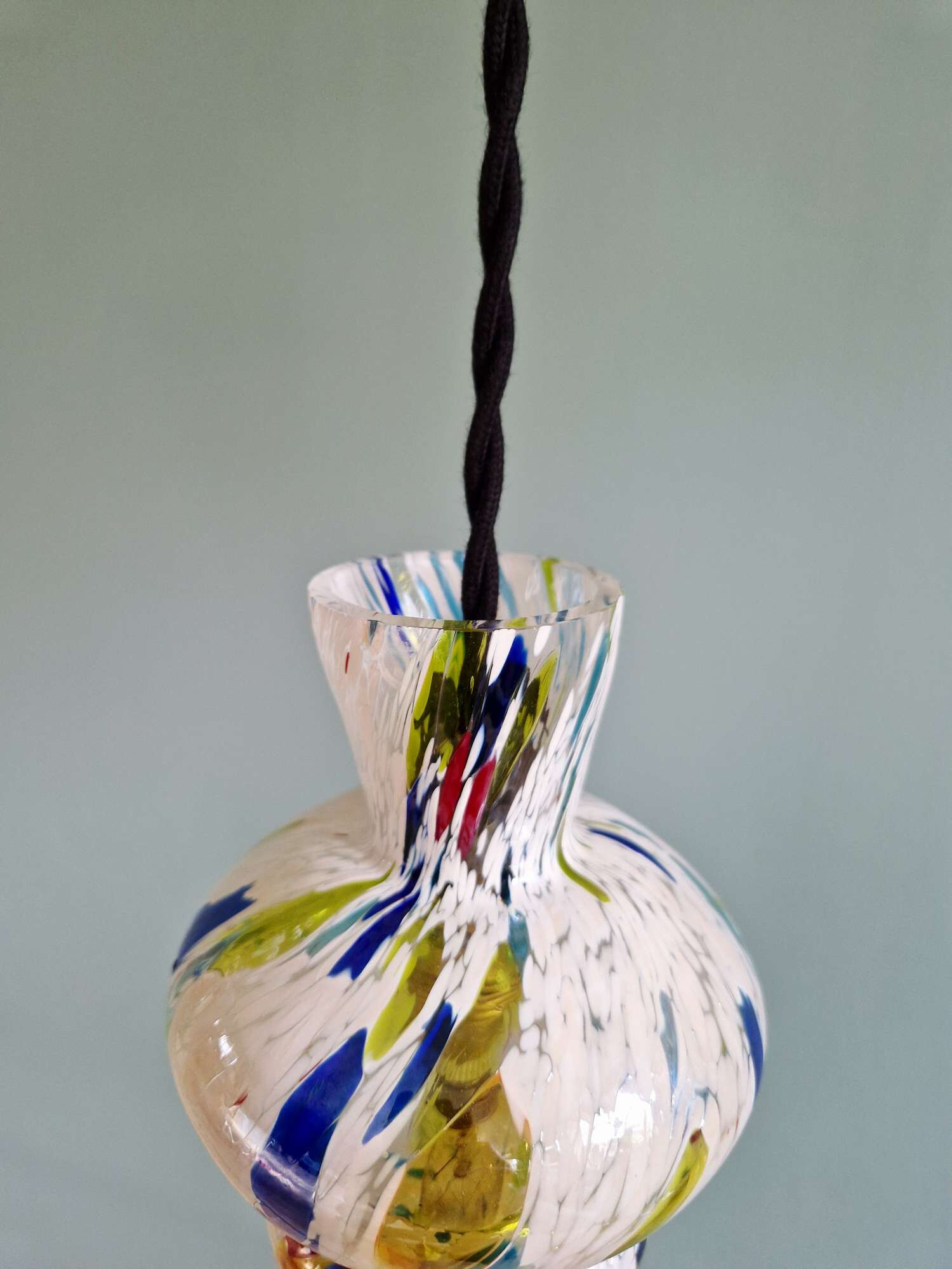 Duo de suspensions en verre soufflé multicolore, Murano, 1950-60