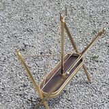 Vintage magazine rack from the 60s in neo-classical style in gold metal and mahogany