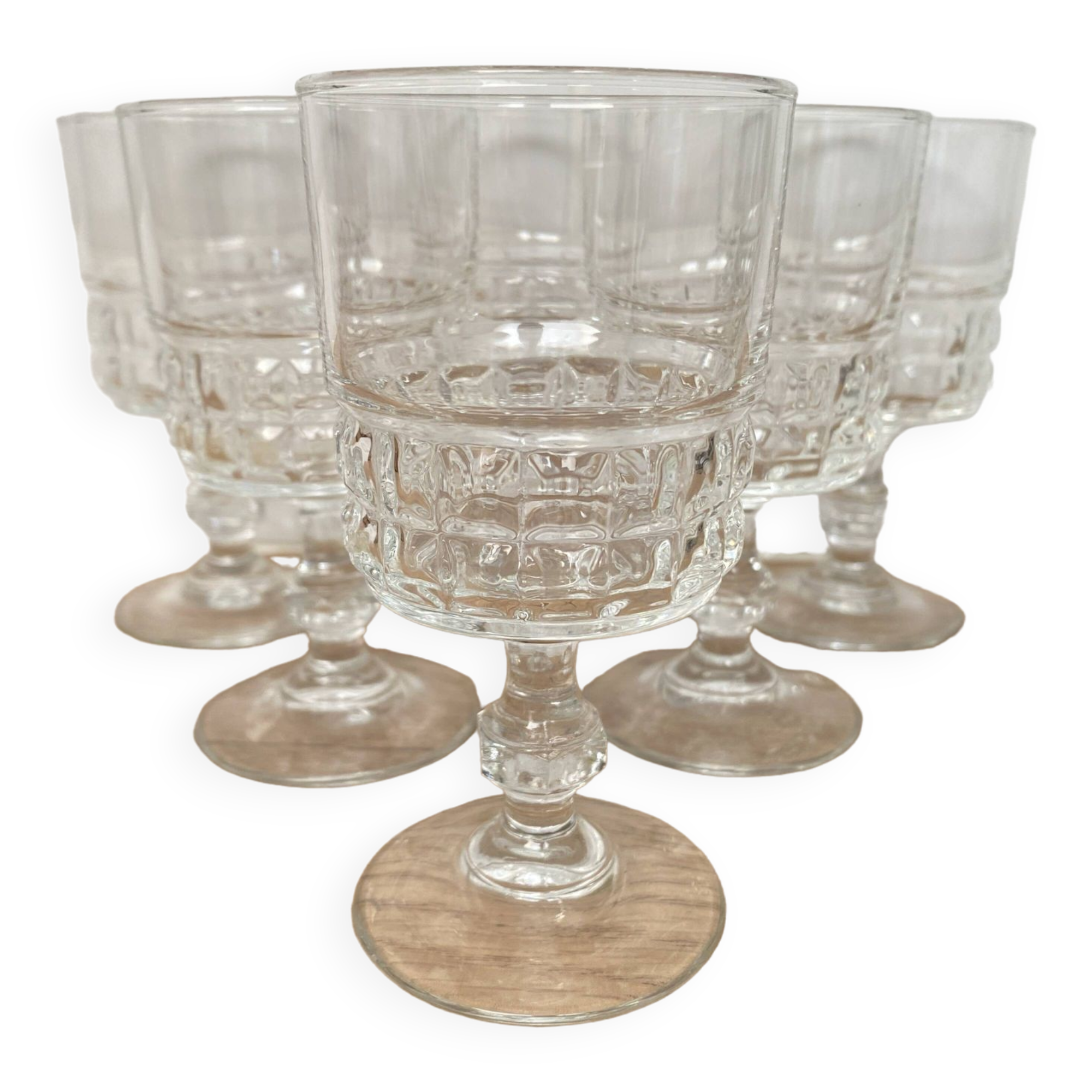 Set of 6 Luminarc Quadrille white wine glasses