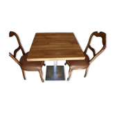 Table bois massif pied inox