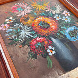 Huile sur toile encadrée - bouquet