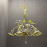 Italian flower chandelier in murano glass, 1960s