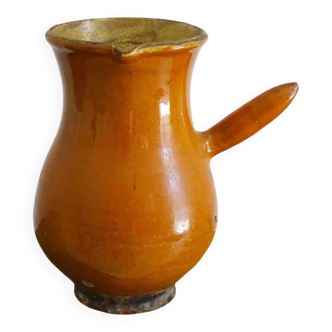 Cruche ancienne française en terre cuite à glaçure rouge