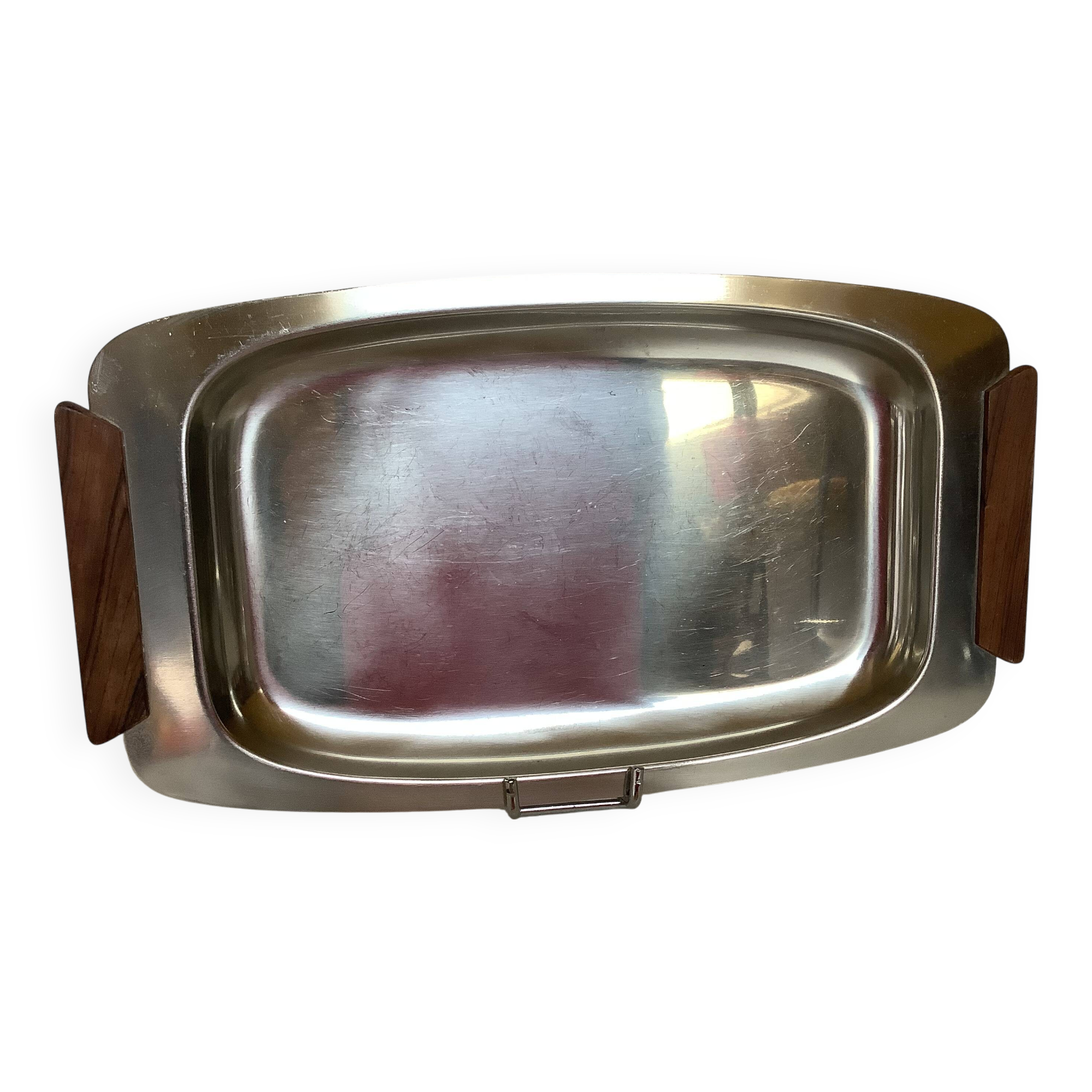 Denmark Scandinavian metal and teak dish