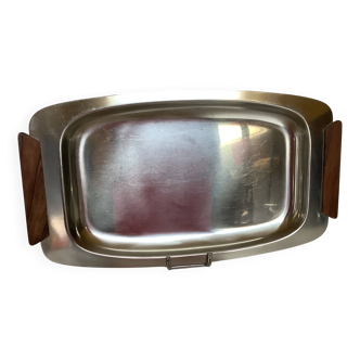 Denmark Scandinavian metal and teak dish
