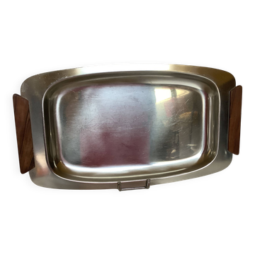 Denmark Scandinavian metal and teak dish