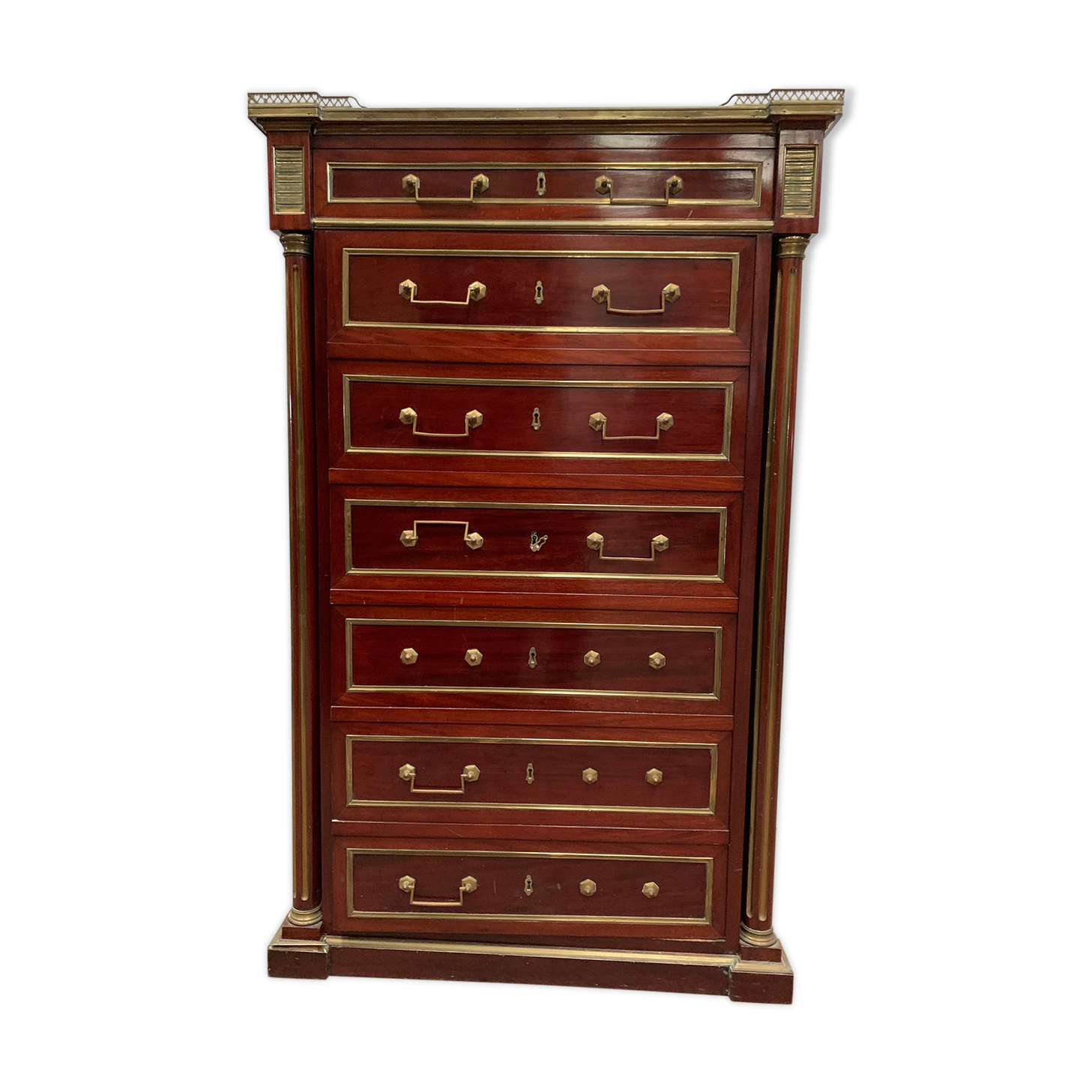 Semainier in trompe l'oeil Safe furniture of Napoleon III style Mahogany XX century