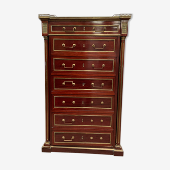 Semainier in trompe l'oeil Safe furniture of Napoleon III style Mahogany XX century