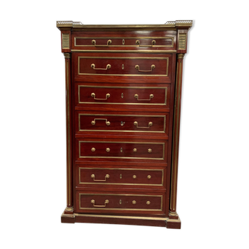 Semainier en trompe l'œil meuble de coffre fort de style Napoléon III En acajou XX siècle