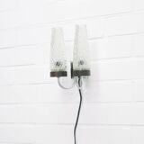 chrome vintage wall lamp glass & wood