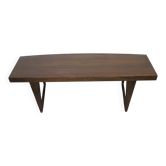 Danish rosewood coffee table curved top on sled legs by Leif Hansen, 1960s