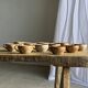 Set of 11 vintage coffee cups, raw matte stoneware H11